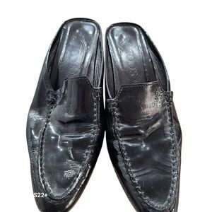Tod’s Black Patent‎ Leather Mules Womens 6 Slip On Driving Shoe Heels